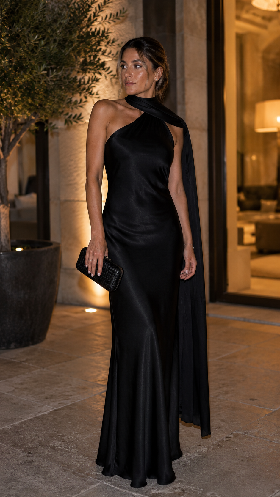 Vestido Largo Satén Halter - Invitada Boda y Graduación