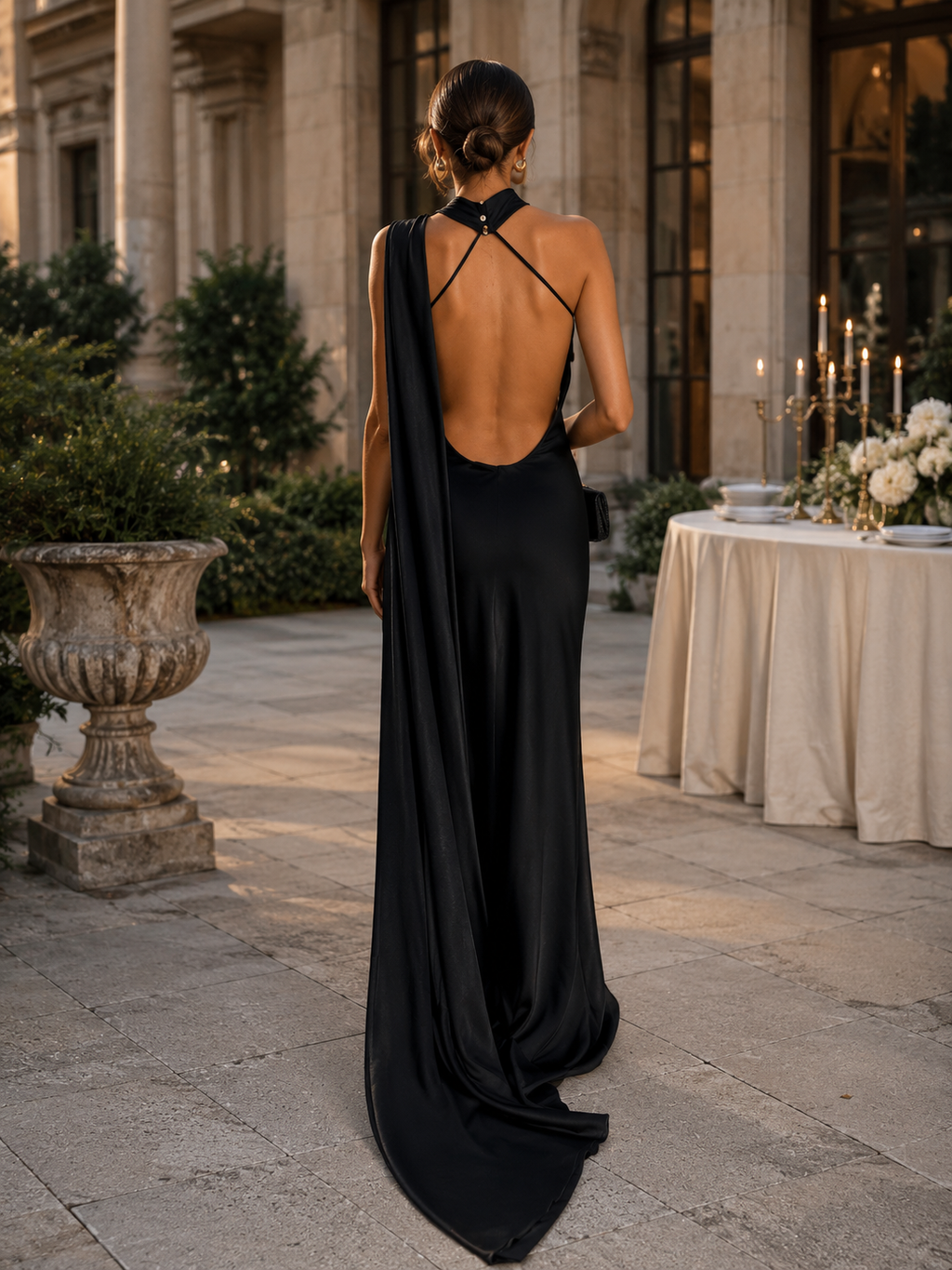 Vestido Largo Satén Halter - Invitada Boda y Graduación