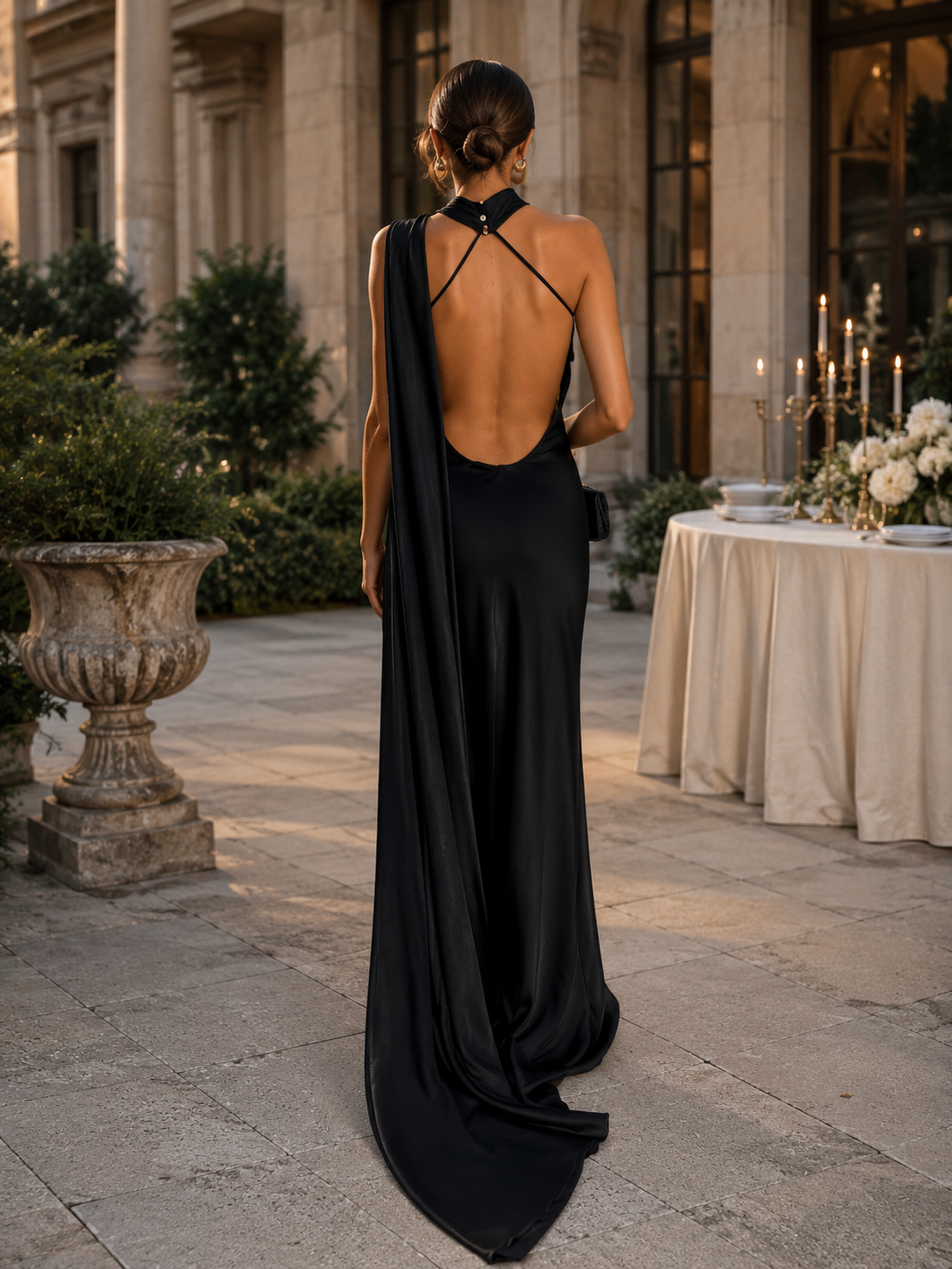 Vestido Largo Satén Halter - Invitada Boda y Graduación