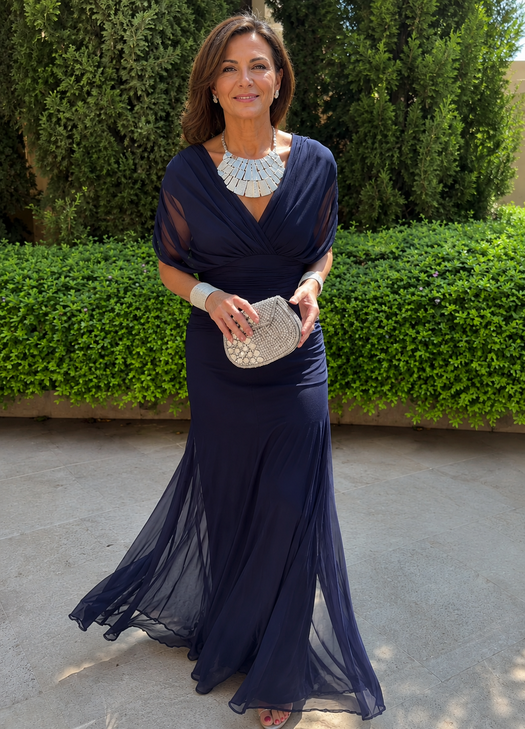 Vestido Largo de Gasa – Hombros Descubiertos, Fiesta y Vacaciones