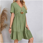 Vestido verano mujer cuello V y volante